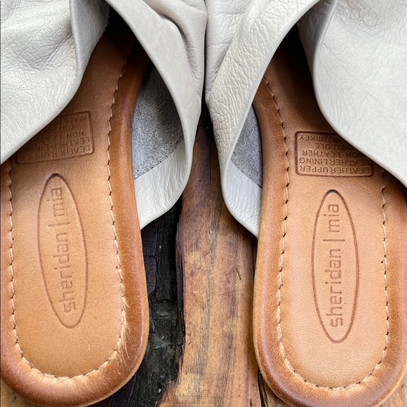 Sheridan Mia Cream Leather Mules with Ruched Detail - Picture 12 of 13